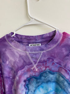 MEDIUM Long-Sleeve Loose Cropped Waffle Shirt/Hand Dyed/Ice Dyed