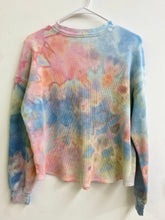 Load image into Gallery viewer, MEDIUM Long-Sleeve Loose Cropped Waffle Shirt/Hand Dyed/Ice Dyed