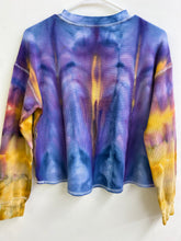 Load image into Gallery viewer, SMALL Long-Sleeve Loose Cropped Waffle Shirt/Hand Dyed/Ice Dyed