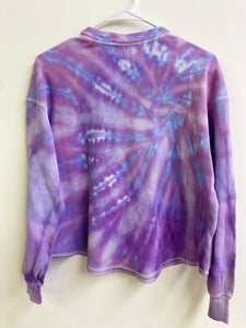EXTRA SMALL Long-Sleeve Loose Cropped Waffle Shirt/Hand Dyed/Ice Dyed